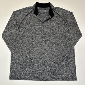 Under Armour Quarter Zip Men’s XL HeatGear Gray Black Athletic Pullover